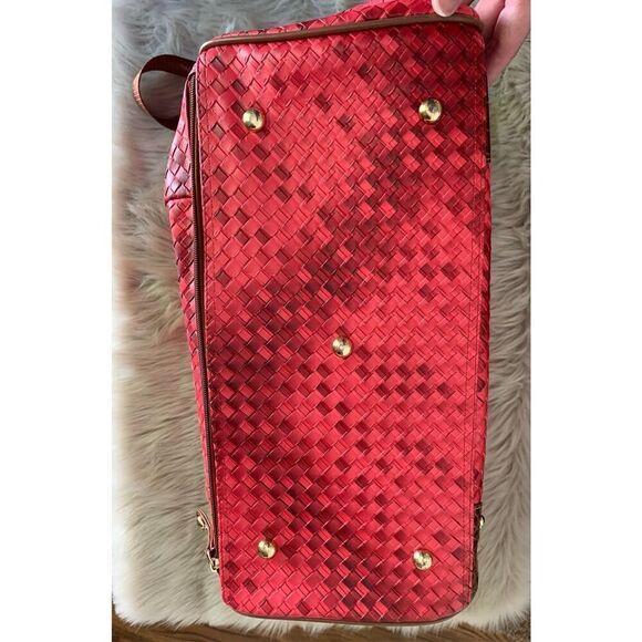 Samantha Brown Dowel Weekender Travel  Work Tote Bag Red Croco Embossed - Picture 5 of 15